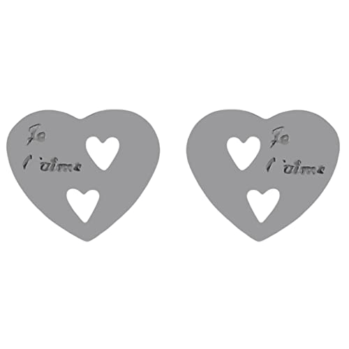 Boucles d'oreilles puce Coeur Je t'aime Argent 925 anti-allergie Femme