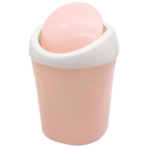 Image of Mini Desktop Bin with Lid, Cute Pink Tabletop Trash Can, 0.5 Gallon Countertop Small Waste Basket