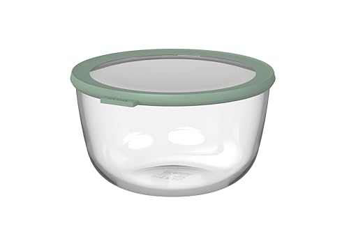 Mepal - Glasbehälter mit deckel Cirqula - Meal Prep Gläser - Hitzebeständig bis 550C ohne Deckel - Geeignet für Backofen Mikrowelle Gefrierschrank und Spülmaschine - 3000 ml - Nordic sage