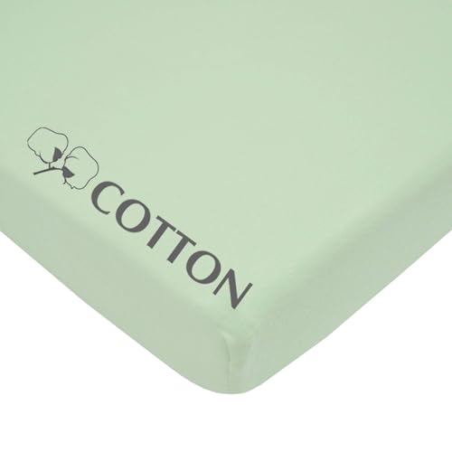 Image of American Baby Company 100% Natural Cotton Fitted Pack and Play Sheet 39 inch x 27 inch - Soft & Breathable Pack N Play Sheet for Playpen, Playard & Mini Crib Mattress, Celery, for Boys & Girls