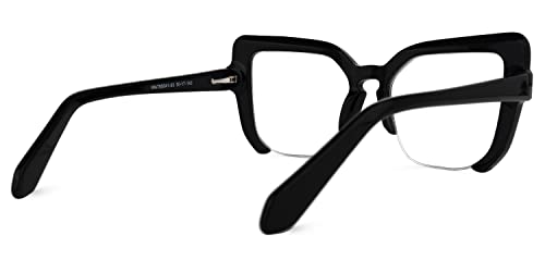 Image of Zeelool Vintage Cat Eye Semi-rimless Glasses Frame for Women with Non-prescription Clear Lens Valencia ZWA785041