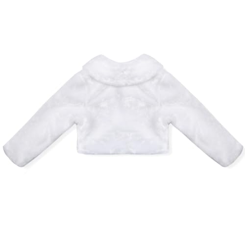 Kids Girls Faux Fur Long Sleeve Jacket Coat Wedding Flower Girl Shawl Tippet Bolero Shrug Winter Outwear4