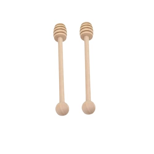Unomor 2Pcs Wooden Honey Stirrer Sticks Deep Grooved Design for Honey Drizzling for Syrups and Easy to Clean for Honey Jar Use