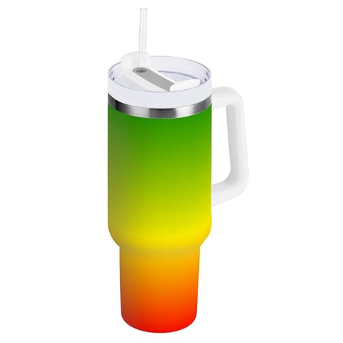 MCHIVER Rainbow Gradient 30 oz Tumbler with Handle and Straw Stainless Steel Vacuum Water Bottle Leak-proof Travel Coffee Mug Thermos Water Bottle for Hot Cold Beverages -  Fideen, g374341081p1029c1094s2514