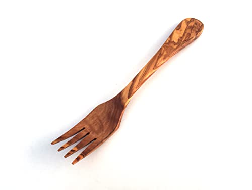Gabel mit 4 Zacken, feine Form, Leicht, Holzgabel, Besteck handgefertigt aus Olivenholz Cover