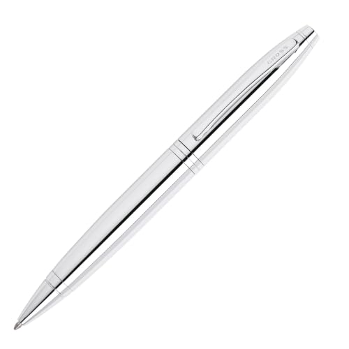 Image of Cross Calais Polished Chrome Refillable Ballpoint Pen - Medium Point, Black Ink, Smooth Writing, Presented in a Luxury Gift Box