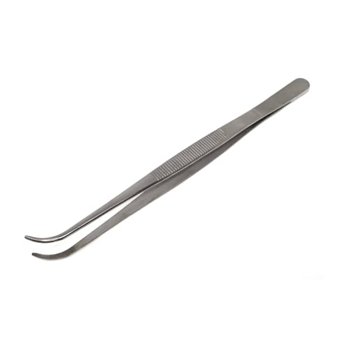Stainless Steel Microscopic Lab Tweezers With Blunt Serration & Curved Tips Detailed Working - General Purpose Forceps (Curved Tips - 8