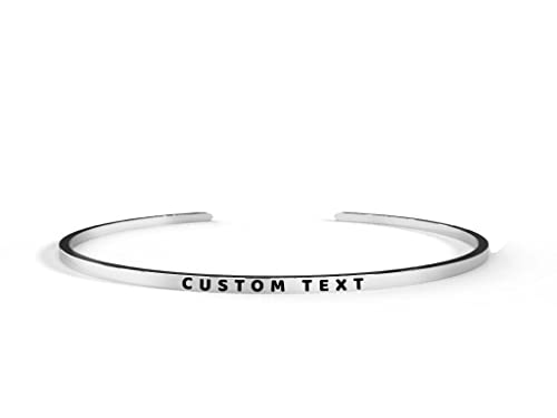 Cuff Bracelet Stainless Steel Personalized Inspirational Jewelry 3mm Wide Engraved Present for Women
