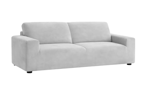 TRAMAS+ Funda de Sofá Elástica para 3 Plazas (183–234 cm), Ajuste, Antideslizante, Protección Completa para Sofás con Reposabrazo - Gris Claro