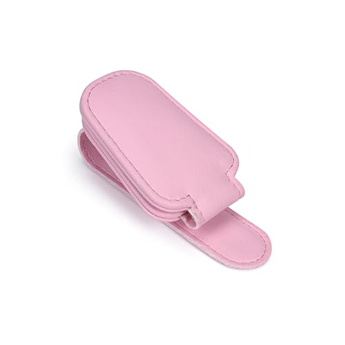 Image of KIWEN 2 Packs Sunglasses Holders for Car Visor, Magnetic Leather Glasses Eyeglass Clip for Car, Ticket Card Clip Sunglasses Mount, Car Visor Accessories Gadgets (2, Pink)