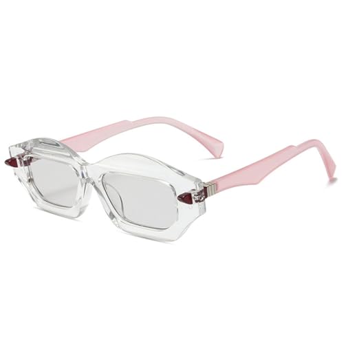 Lunettes de soleil œil de chat polygone rétro pour look vintage chic bicolore et verre dégradé