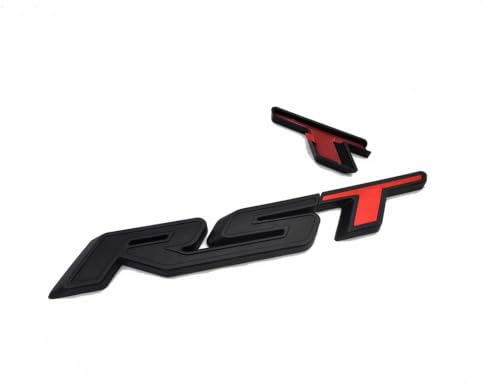 Image of 1Pc RST Tailgate Emblem Letter Badge Inserts Sticker Replacement for 2019 2020 2021 Silverado 1500 Tahoe Yukon SUV 4x4 (Overlay Matte Black Red)