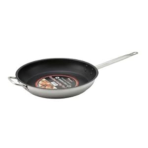 Winco SSFP-14NS 14″ Round Master Cook Fry Pan W/ Non-Stick Coating & Aluminum Core, Stainless –