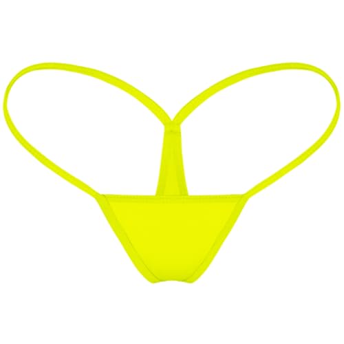 TOFOI Womens G String Thongs Micro Back Tiny Panties Low Rise No Show Bikini Bottom Daily Underwear (1-Pack Fluorescent Yellow M)