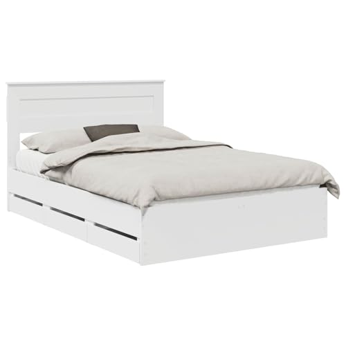vidaXL Estructura de Cama con cajón 140 x 200 cm Madera Ingenieril, Dormitorio, Rectangular, Diseño Moderno, Muebles Elegantes, Colores neutros, Consejos para optimizar el Espacio, Artículos de Decor