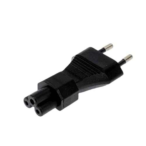 Adaptador UE de 2 pines a IEC C5 con conector de 90° anticaídas para portátil