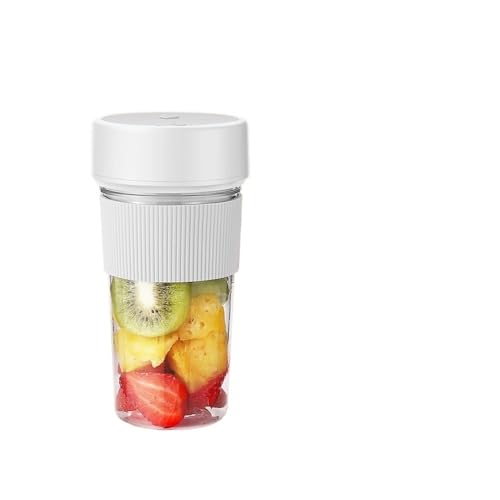 Exprimidor eléctrico de frutas inalámbrico, mezclador de zumo, exprimidor portátil con pajilla, carga USB, 6 cuchillas, taza de jugo de regalo (blanco)