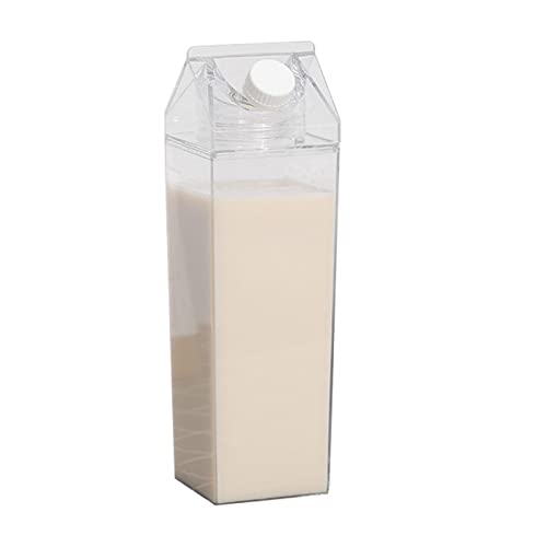 TLM Toys Botella de agua de cartón de leche - Botella de agua transparente portátil - Vaso para beber transparente a prueba de fugas para deportes al aire libre, camping, 500 ml 1000 ml Cover