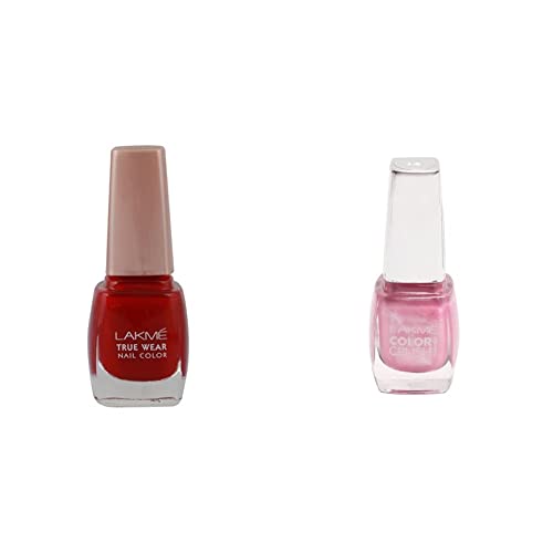 Image of Lakme True Wear Nail Color, Shade D415, 9 ml and Lakme True Wear Color Crush Nail Color, Shade 14, 9 ml