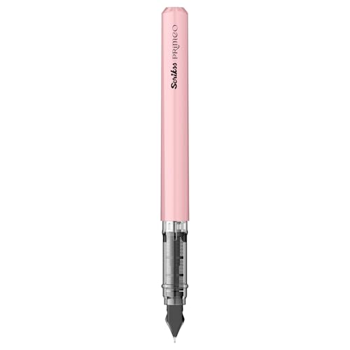 Image of Scrikss Primeo Medium Nib Fountain Pen | 3 Cartridges Included | Stainless Steel Nib & ABS Body | Pink | in Blister Pack