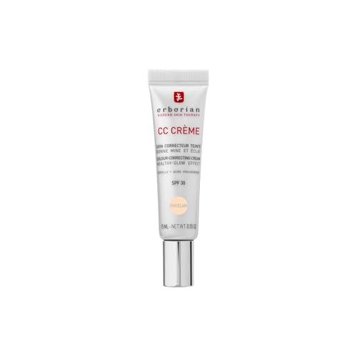 Erborian - CC Crème con Centella Asiática - Crema Facial Iluminadora de Alta Definición y Maquillaje - Protección Solar SPF 30 - Cosmética Coreana - Porcelain 15ml