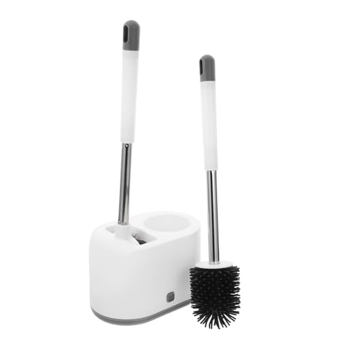 TOYANDONA Cepillo para Inodoro con Soporte Multifuncional Montaje Pared y Piso Mango para Limpieza Eficaz sin Daño Diseño Elegante Blanco para Baños y Cocinas