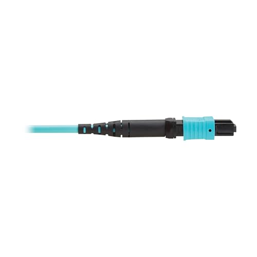 Image of Eaton Tripp Lite Series 1 Meter OM4 50 /125 Fiber Optic Cable, 100G Multimode (12F MPO /MPO-PC Female-to-Female) Type-A Polarity, OFNP Jacket, Aqua, TAA Compliant (N845A-01M-12TAA)