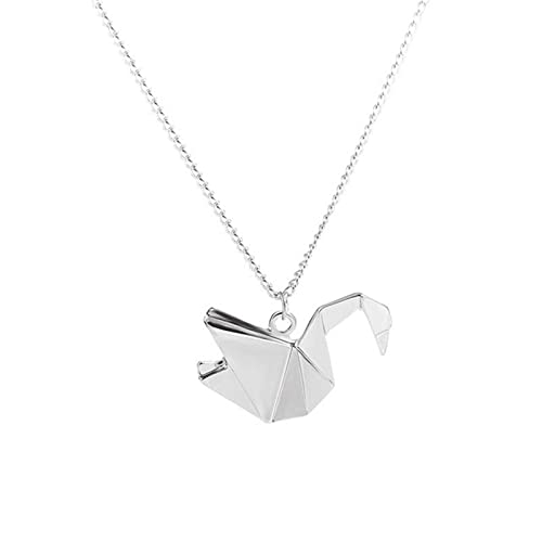 QIN New Thousand Paper Cranes Hollow Dove Origami Pigeon Long Animal Necklace Collana con Ciondolo a Forma di Uccello