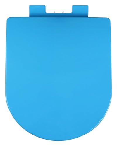 Siège de toilette en forme de D à fermeture douce avec charnières réglables à dégagement rapide Fixation sur le dessus Couvercle de toilette de couleur bleue Compatible avec la forme de U Installation