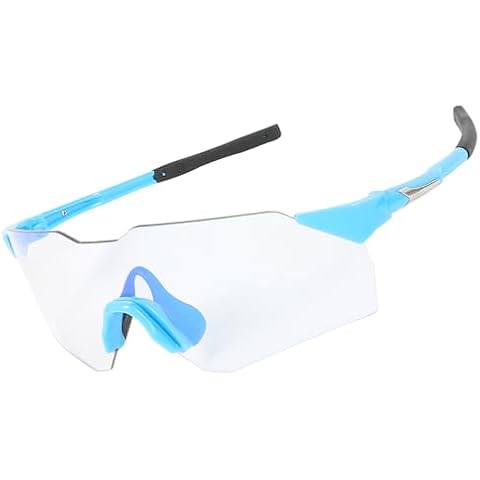 boruizhen Photochromic Cycling Glasses Clear Bike Sunglasses for Men Women UV Sports Glasses MTB Running Hiking Fishing (Blue) Cover