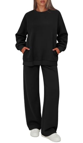 Sampeel Sweat Set Women's 2 Piece Sets Lounge Matching Outfit Airport Black