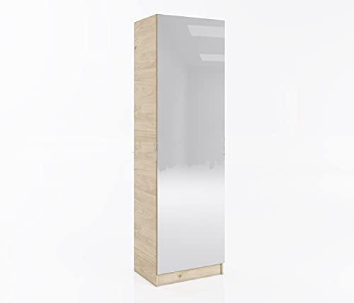 Scarpiera Salvaspazio con 4 Ripiani 3 Ganci Appendiabiti Armadio 1 Anta con Specchio Scarpiera Alta Scarpiera da Ingresso Rovere ASI4039