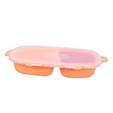 MOTHNUR 宝宝用オレンジカートゥーン割食器皿 蓋付き仕切り付き幼児用食事プレート な食品グレード素材 キッズテーブルウェア 再利用可能