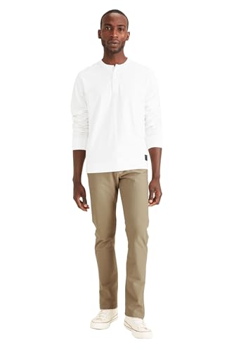 Dockers Pantalones chinos para hombre, ajustados, de punto, cómodos, grises birmanas, 101,6 x 86,4 cm, marrón, 34W / 30L
