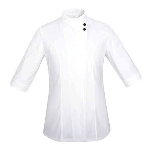 Women's Chef Uniform Classic 3/4 Sleeve Hotel Kitchen Restaurant Summer Chef Jacket White #TOP4