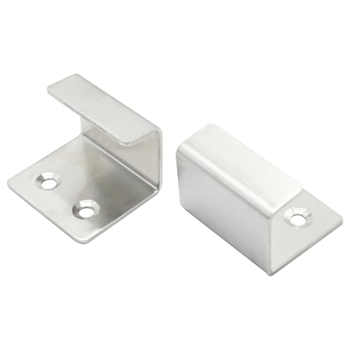 Image of 10PCS Wall Mounted Hook Fastener, Silver Stainless Steel Tile Wall Display Clip, Heavy Duty Flat J-Shaped Hook Hanger, Thicken Tile Hanger for Wall Display (Inner Width 25MM)