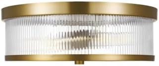 Generation Lighting-Geneva-2 Light Flush Mount in Mid-Century Rustic Style-14 Inch Wide by 4.88 Inch Tall-Burnished Bras