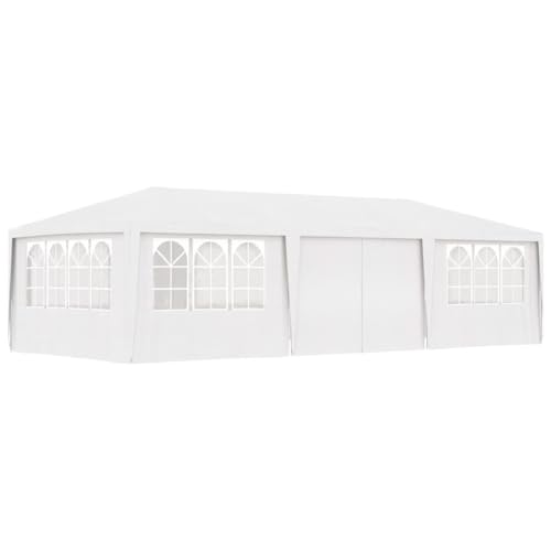 Willood Profi-Partyzelt mit Seitenwänden,UV-beständig Wasserbeständig Pavillon Festzelt Gartenpavillon Gartenzelt Garten Bierzelt 4×9 m Weiß 90 g/m²