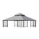 Garden Winds Reinforced RipLock 350 Replacement Canopy Top Cover Compatible with Stratford Aluminum 11' x 11' Gazebo Model FSC17008 - Slate Gray