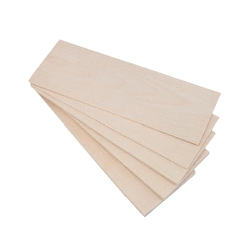 ؎PA 5pcs Birch Veneer Wood Sheets 200mm x 100mm Handmade DIY Materials(8mm)