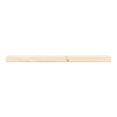 Modern Ember Vara Wood Mantel Shelf - 60 Inch Unfinished | 3 Inch Height - Variations in Grain and Natural Distresssing | Wooden Floating Wall Mounted Shelf - for Fireplaces & Décor