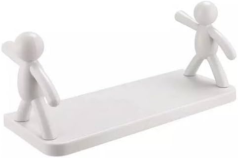Avenn Wall Mount Shelf with Human Figure Design, White Plastic Bathroom Kitchen Organizer, Self Adhesive Floating Storage Rack