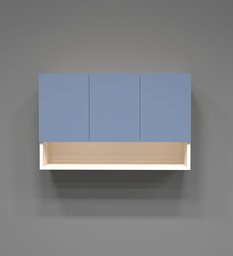 Image of SPECIALITY PANELS 3 Door Wall Cabinet with UV Profile Shutter | Wall Mounted Storage Cabinet for Kitchen Bathroom Living Room | Wooden Wall Cabinet Organizer Blueberry Finish | DIY Assembly