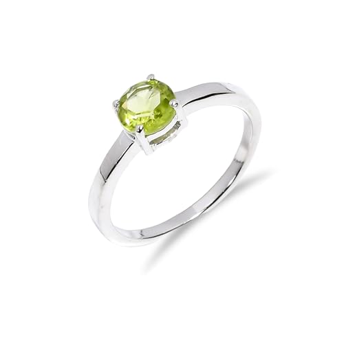 Bague de fiançailles argent 925 pierre naturelle péridot taillée ronde femme
