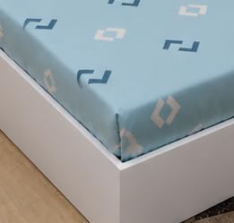 Image of RD TREND Presents Luxurious Glace Cotton Super Soft 210 TC 360 Elastic Fitted Bedsheets Single Bed Size (72 x 48 x 8 Inch) with 1 Pillow Cover Size (28 x18), Color- Aqua Tringle