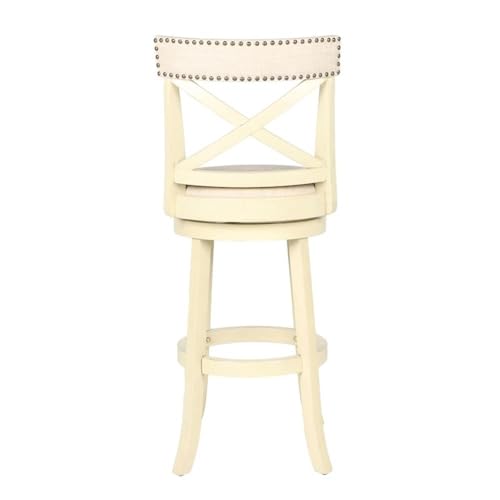 New Classic Home Furnishings Butaco York con giro 360°, juego de 2, 29 pulgadas, respaldo en X, asiento y respaldo tapizados en tela beige crema miniatura 6