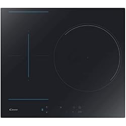 Induccion Flexible Candy CTP634C, Placa Inducción Flex, Tres Zonas, Zona Flex, Ancho 59 cm, 9 Niveles, 7100W, Negro y Serigrafía Azul, Paellero 32 cm