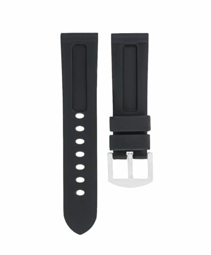 Ewatchparts 22MM SOFT RUBBER BAND PAM STRAP COMPATIBLE WITH PANERAI 40MM MARINA GMT PRE-V-BUCKLE BLACK - Thumbnail 5