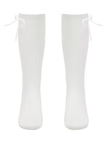 JEATHA Toddler Baby Girls Knee High Socks Cotton Cable Knit Tube Long Socks Stretchy Bowknot Warm Stockings