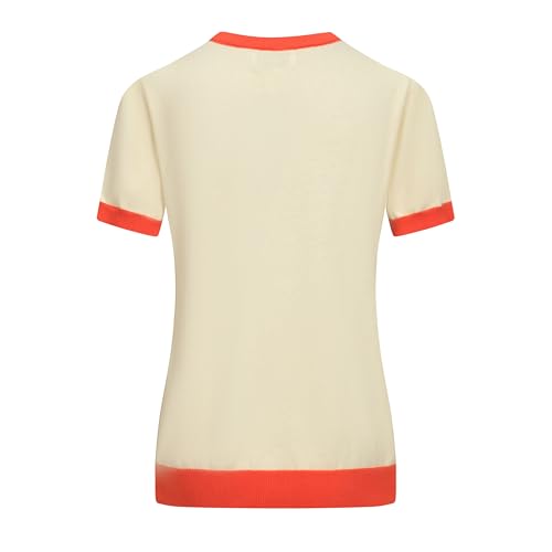 OXKnit Women's 1960s Retro Knit Short Sleeve T-Shirts, Crew Neck Casual Knit Top2